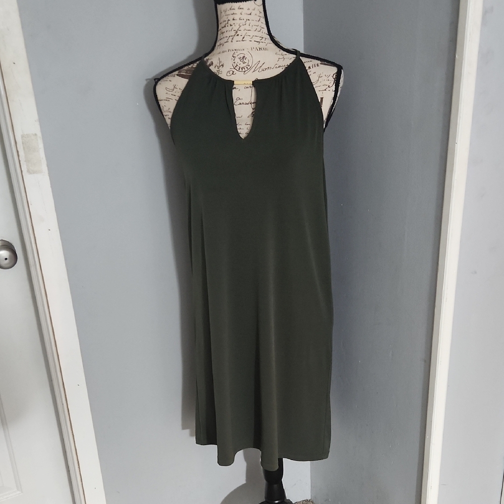 Michael Kors Elegant Green Halter Dress